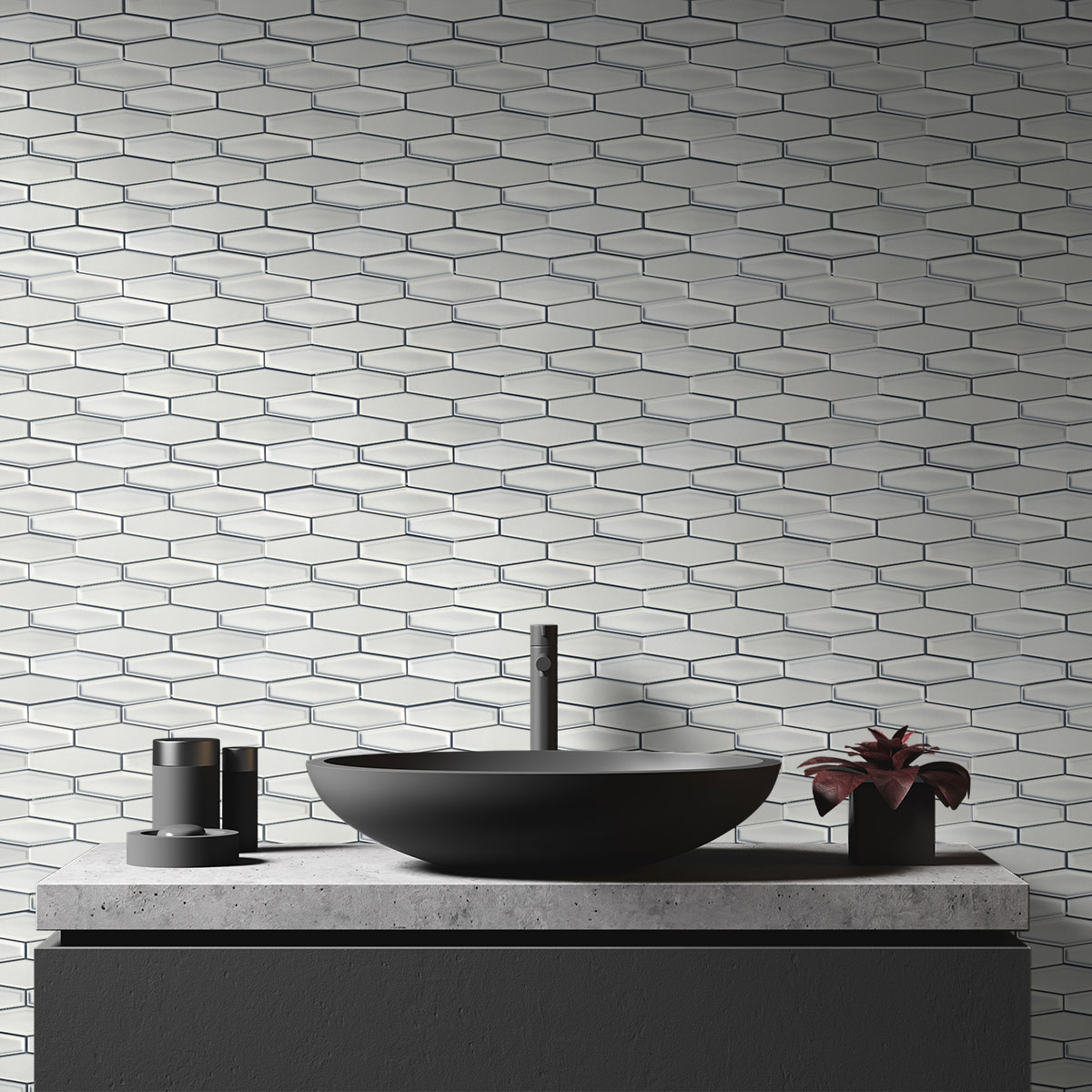BEYAZ ELONGATED HEXAGON FİLELİ SERAMİK - Görsel 2